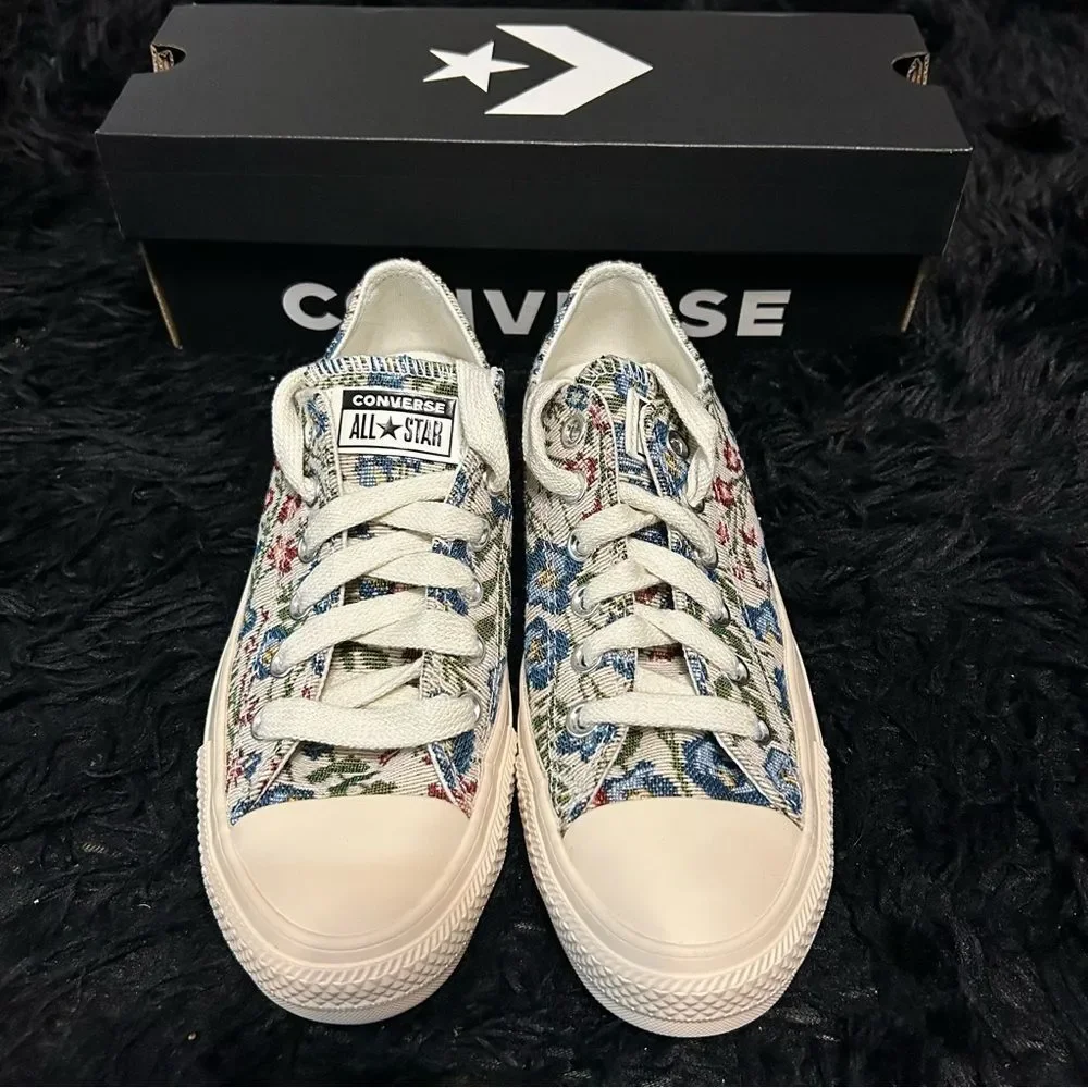 CONVERSE Ctas OX floral print embroidered lace up shoes sneakers sz 7.5 women’s